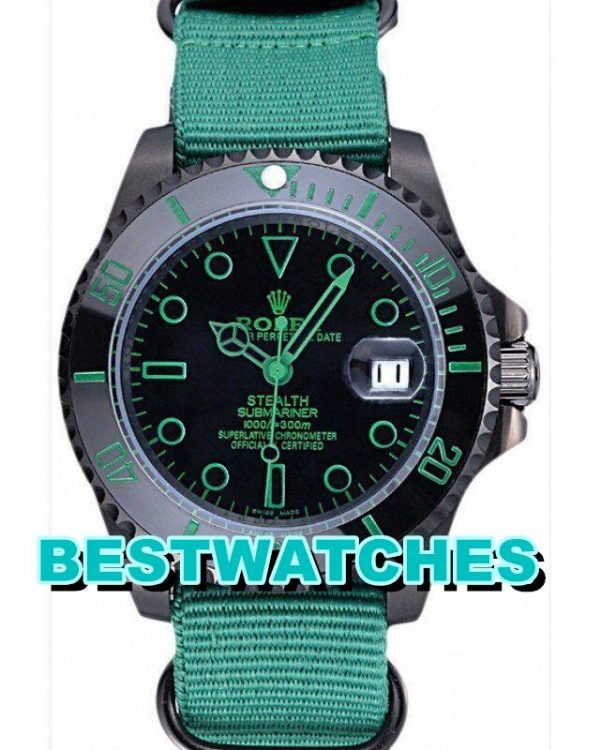 Replica Rolex Stealth Submariner Green Nylon Strap 622009